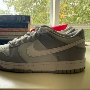 Nike Gray and White low dunks